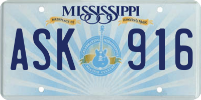 MS license plate ASK916