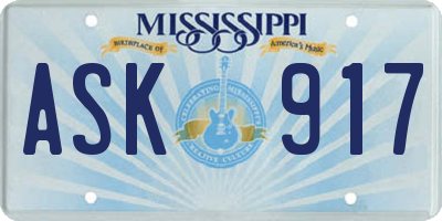 MS license plate ASK917