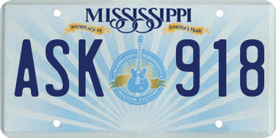 MS license plate ASK918