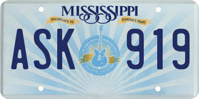 MS license plate ASK919