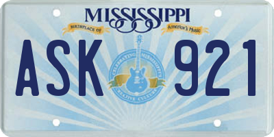 MS license plate ASK921