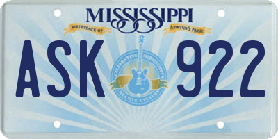 MS license plate ASK922