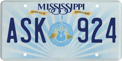 MS license plate ASK924