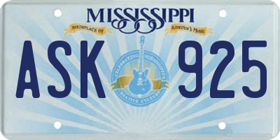 MS license plate ASK925