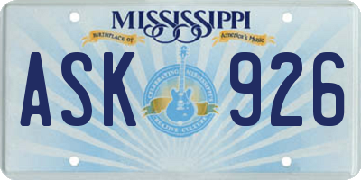 MS license plate ASK926