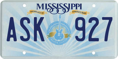 MS license plate ASK927