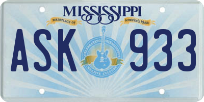 MS license plate ASK933