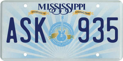 MS license plate ASK935