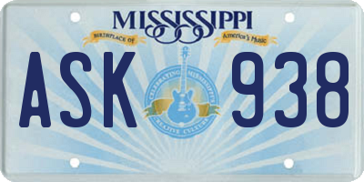MS license plate ASK938