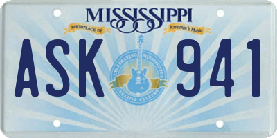 MS license plate ASK941