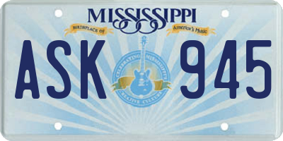 MS license plate ASK945