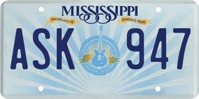 MS license plate ASK947