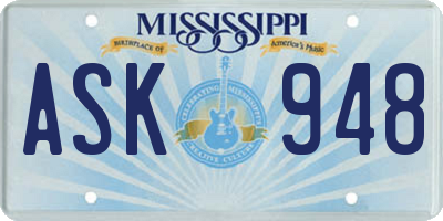 MS license plate ASK948