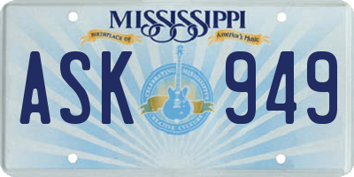 MS license plate ASK949