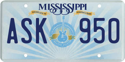 MS license plate ASK950