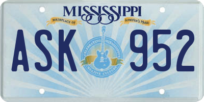 MS license plate ASK952