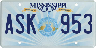 MS license plate ASK953