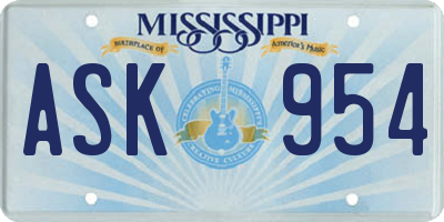 MS license plate ASK954