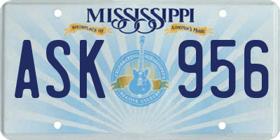 MS license plate ASK956