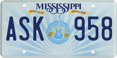 MS license plate ASK958