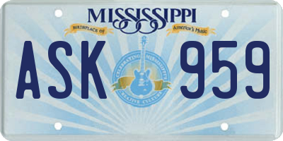 MS license plate ASK959