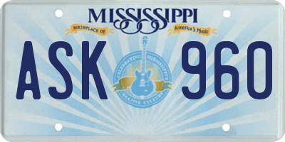MS license plate ASK960