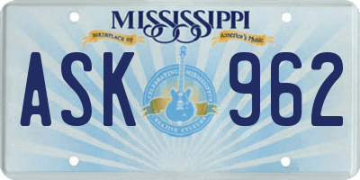 MS license plate ASK962
