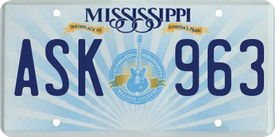 MS license plate ASK963
