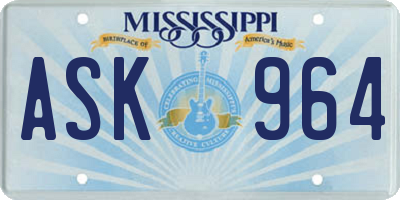MS license plate ASK964
