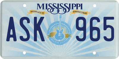 MS license plate ASK965