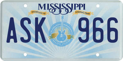 MS license plate ASK966