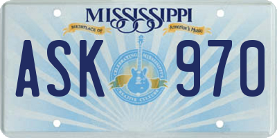 MS license plate ASK970