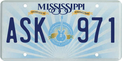 MS license plate ASK971