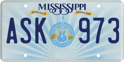 MS license plate ASK973