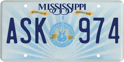 MS license plate ASK974