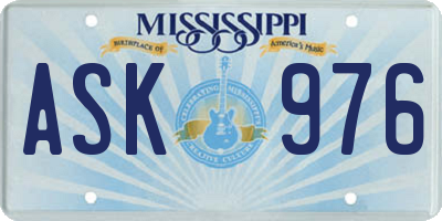 MS license plate ASK976