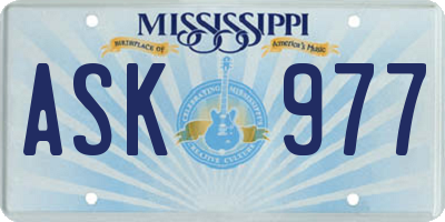 MS license plate ASK977