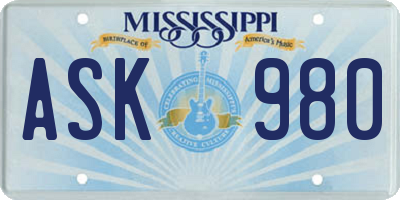 MS license plate ASK980