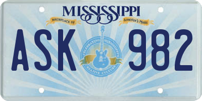MS license plate ASK982