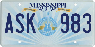 MS license plate ASK983