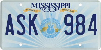 MS license plate ASK984