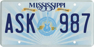 MS license plate ASK987