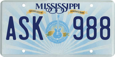 MS license plate ASK988