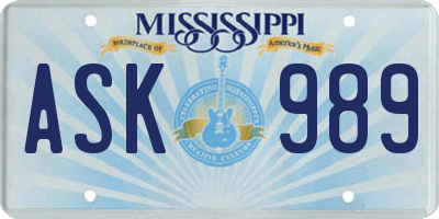 MS license plate ASK989