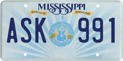 MS license plate ASK991