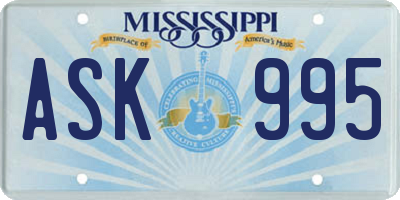 MS license plate ASK995
