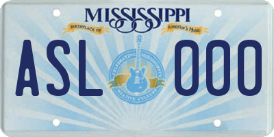 MS license plate ASL000