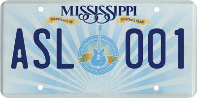 MS license plate ASL001