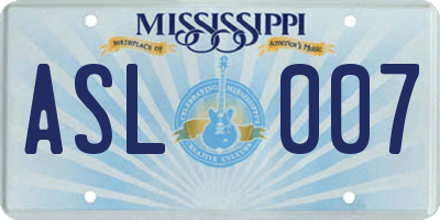 MS license plate ASL007