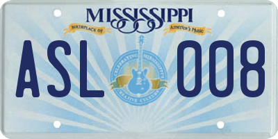 MS license plate ASL008
